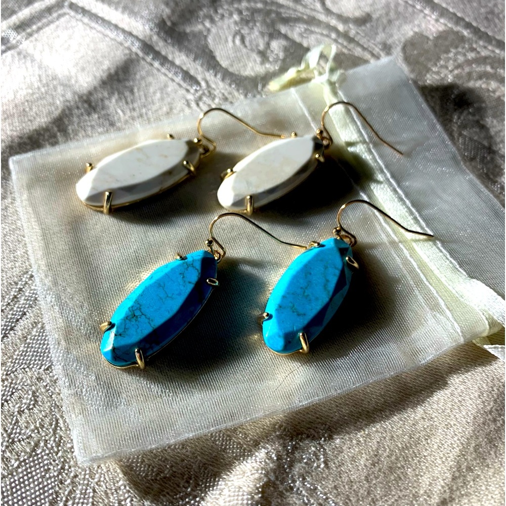 2 PAIRS OF STONE EARRINGS